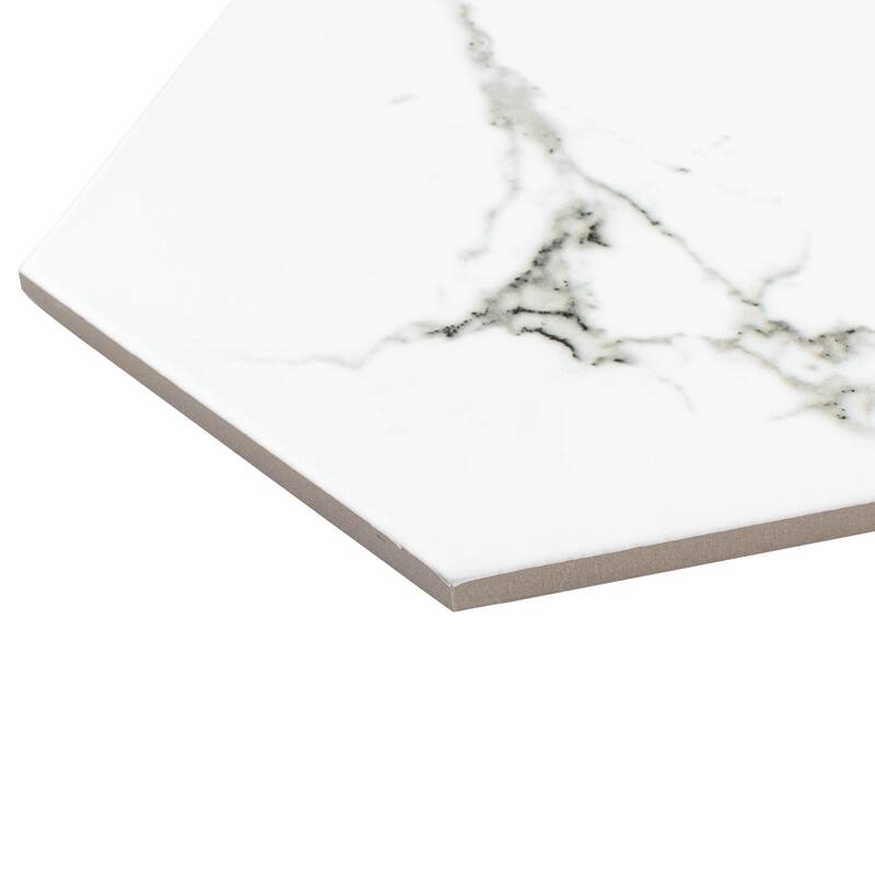 Merola Tile Timeless Calacatta Hex 8-5/8" x 9-7/8" Porcelain Floor and Wall Tile