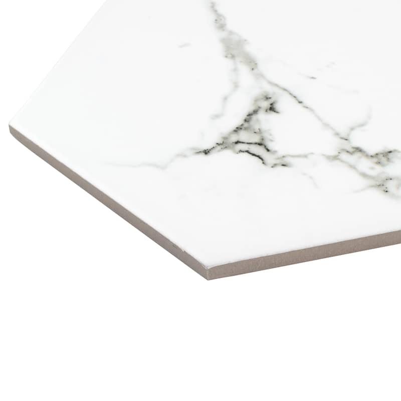 Merola Tile Timeless Calacatta Hex 8-5/8" x 9-7/8" Porcelain Floor and Wall Tile