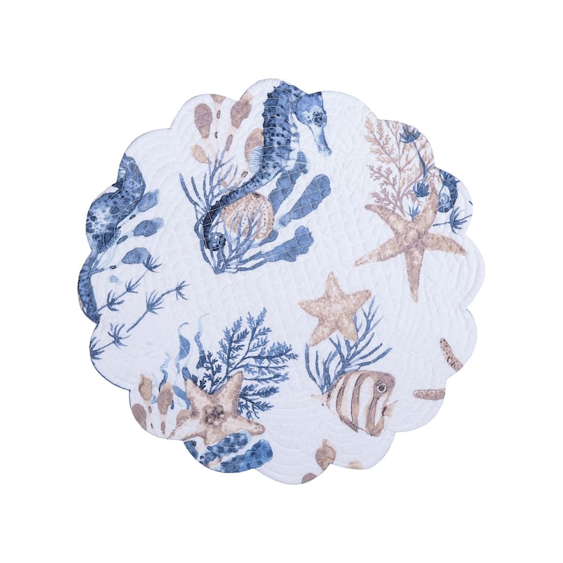 Seahorse Sands Round Quilted Placemat Set 6