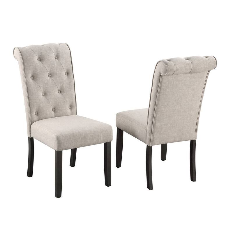 Best Quality Furniture Button Tufted Linen Fabric Dining Chairs - Beige