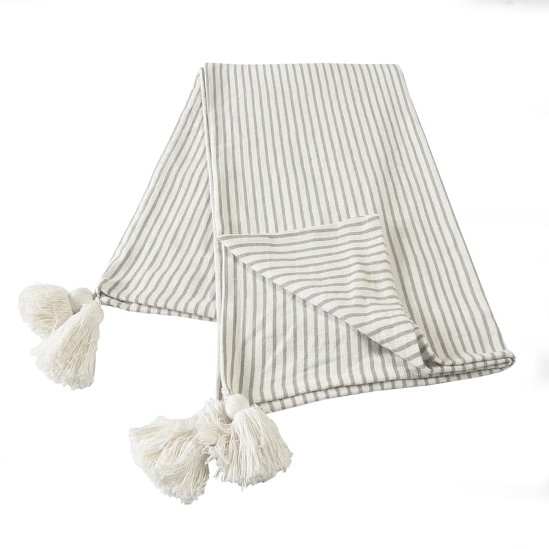 Sevita Striped Tasseled Standard Size Throw Blanket