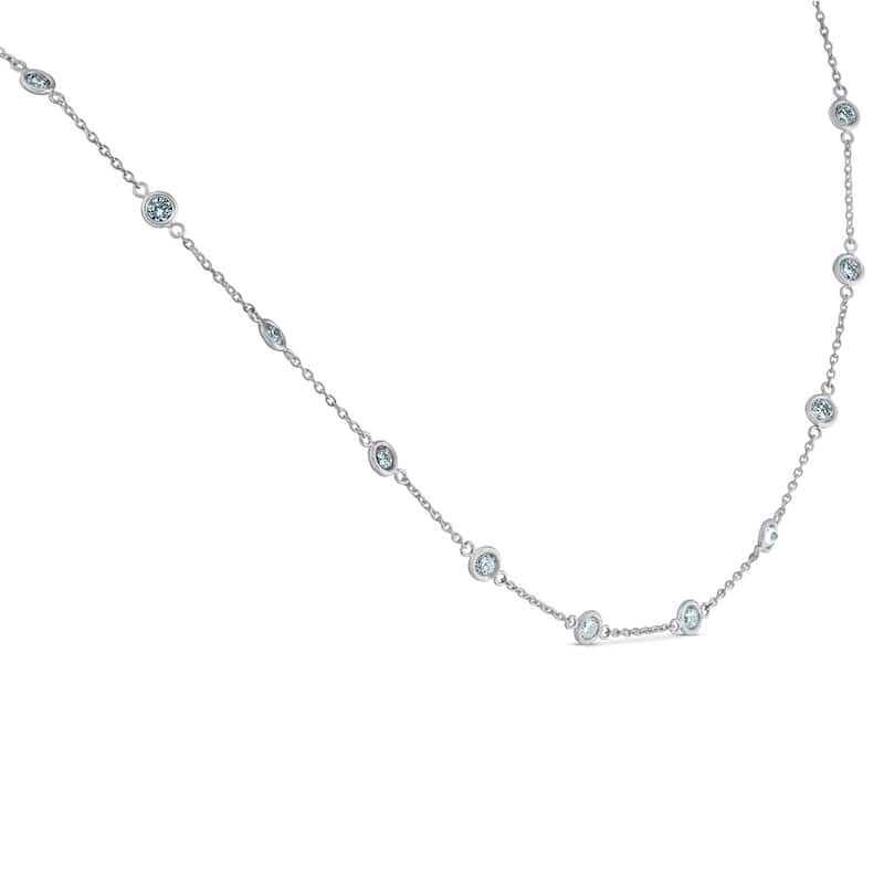 1 3/4 Ctw Diamond Bezel Station Necklace White Gold 18"