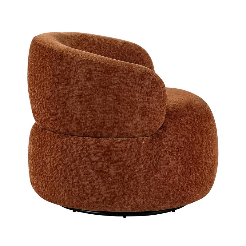 Fremont & Park Rhea 32" Dia Chenille Swivel Chair - 360-Degree Metal Swivel Base