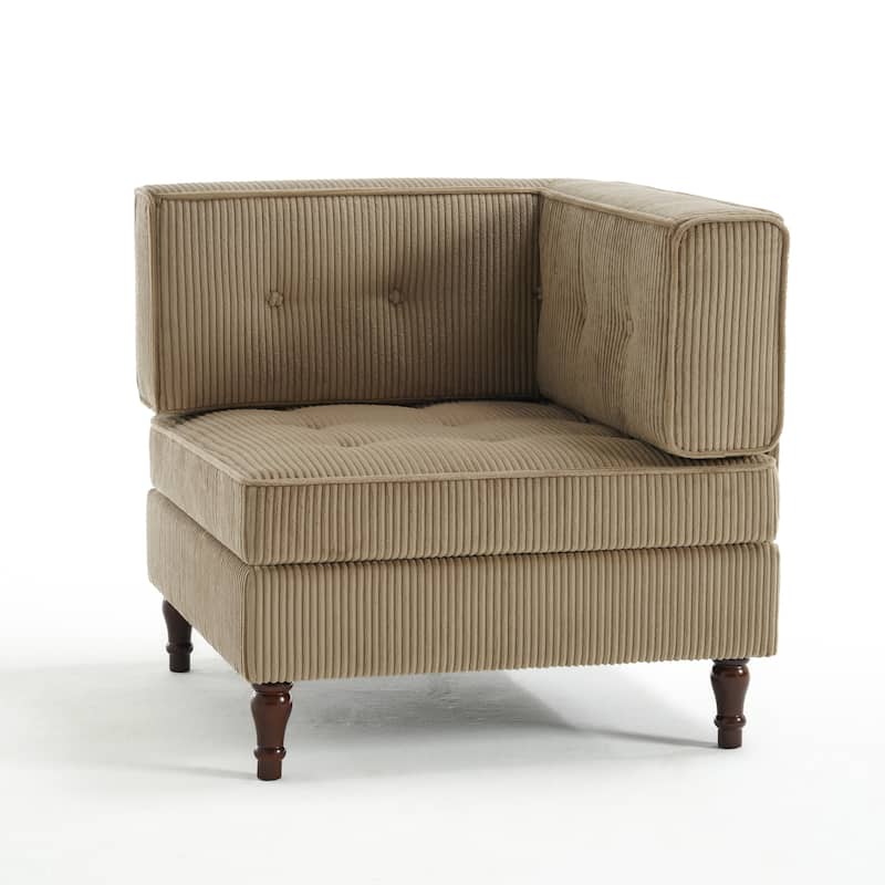 32.57" W Upholstered Corduroy Corner Accent Chair