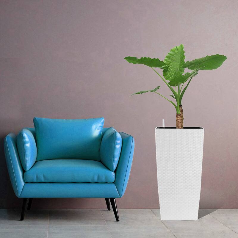 30" Large Flower Pots Planter with Self-Watering Drainage Holes&Inner Trays Plant Pot with Drain Holes, Water Level Monitor