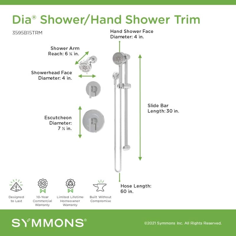 Symmons 3595B15TRM Dia HydroMersion Pressure Balanced Shower System