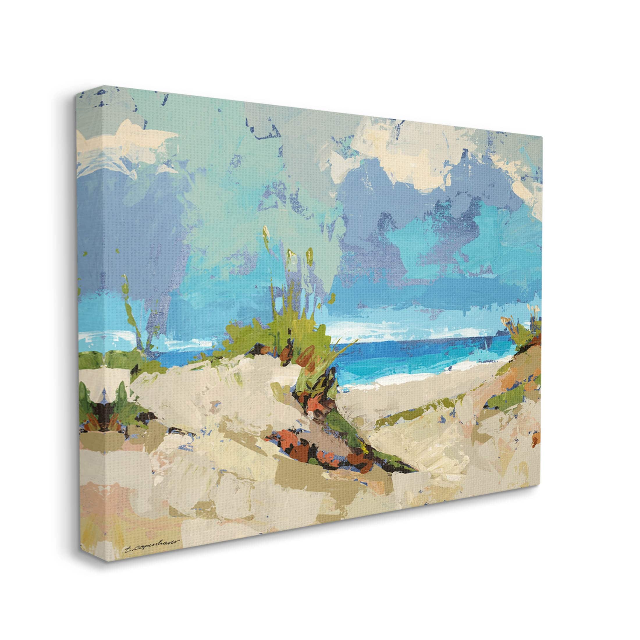 Stupell Industries Modern Seaside Beach Scene Canvas Wall Art by Trevor