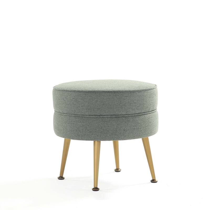 Upholstered Accent Ottoman with Metal Legs Mid Century Modern Design - Sage Green