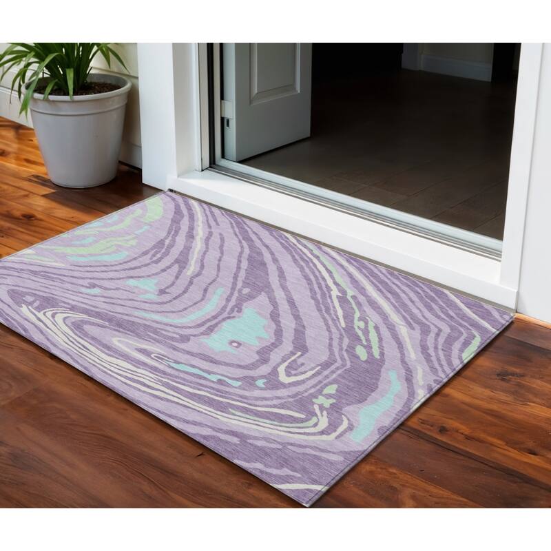 HomeRoots Abstract Transitional Rectangle Outdoor Rug - 3' x 5'
