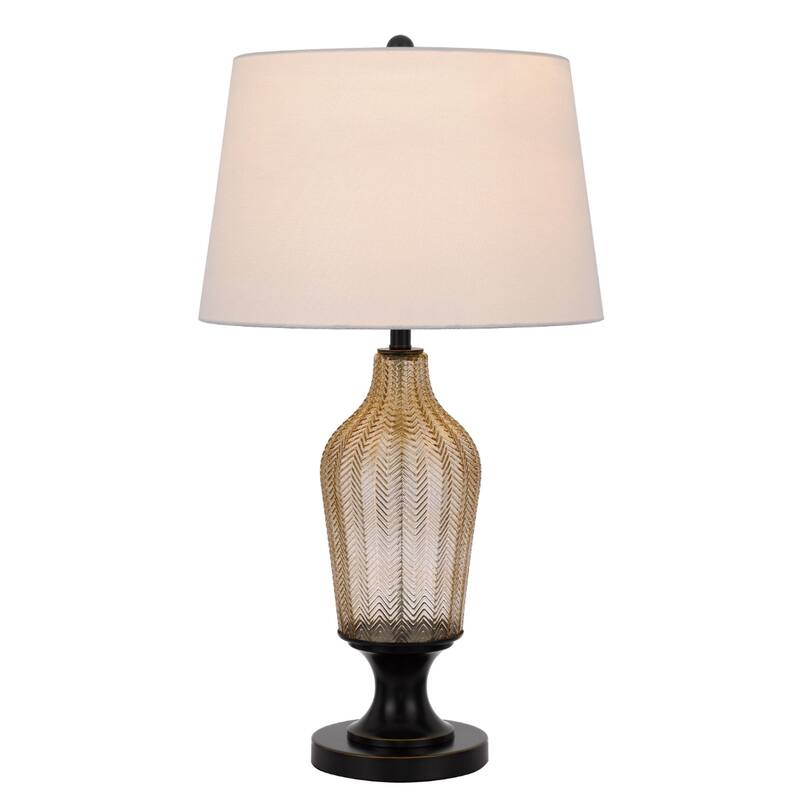 31" Modern Bronze Table Lamp with White Linen Shade and 3-Way Dimmable Socket Bedroom or Living Room - 30.5" H x 17" W x 17" D