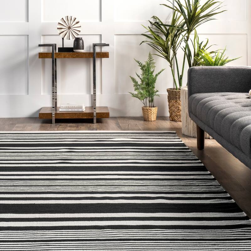 Nuloom Jess Hand Loomed Cotton Flatweave Striped Area Rug