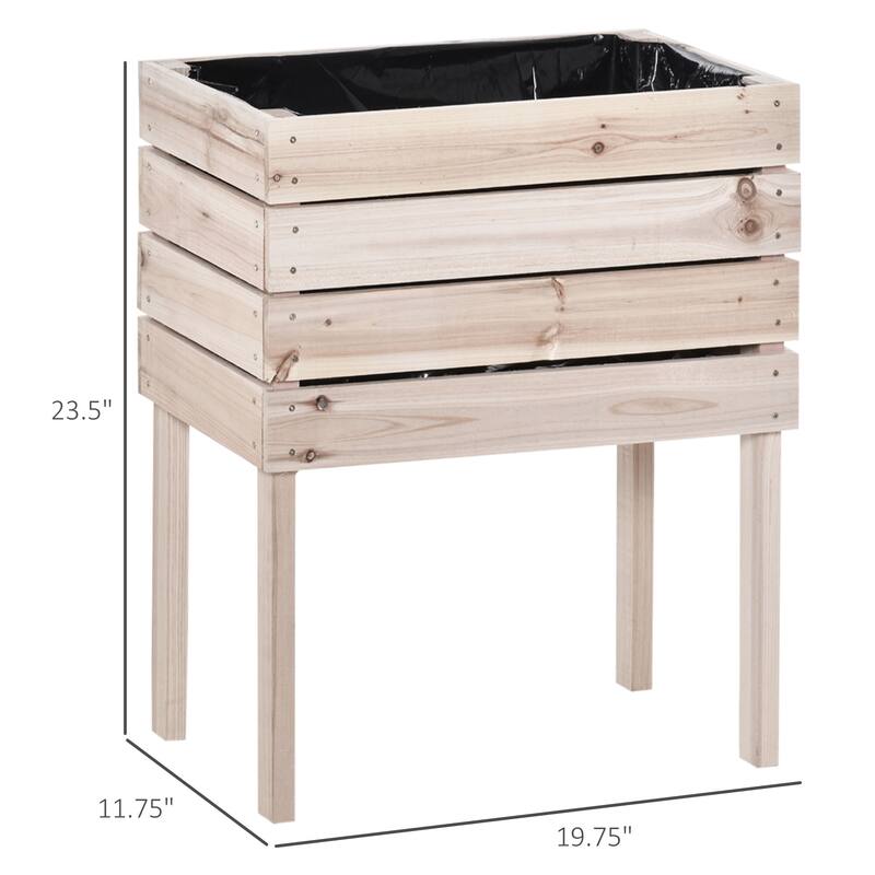 4-Piece Indoor/Outdoor Elevated Garden Planter Box with Drainage Bag