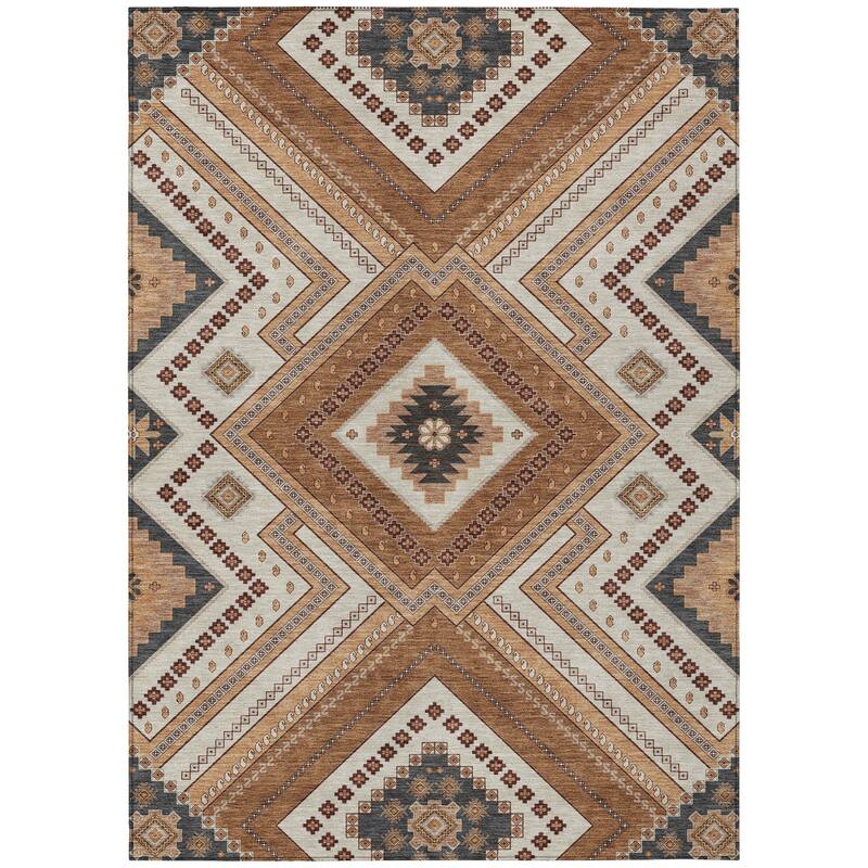 Machine Washable Indoor/ Outdoor Global Boho Chantille Rug
