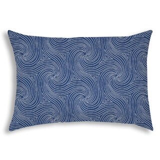 HomeRoots 14 quot X 20 quot Blue And White Blown Seam Swirl Lumbar Indoor