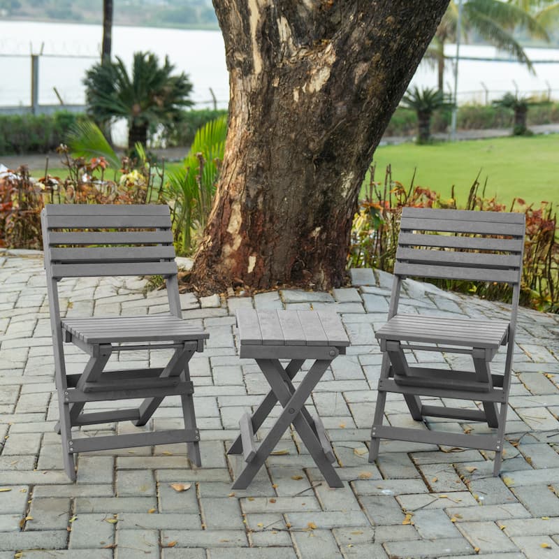 Las Cabos Fully Assembled All-Weather Outdoor Folding Bistro Set - 3-piece