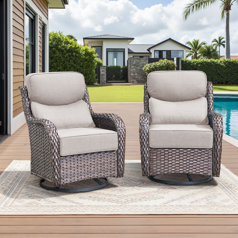 Arcadia Wicker Patio Swivel Glider Chairs with 6-Inch Cushions (2-Pack)