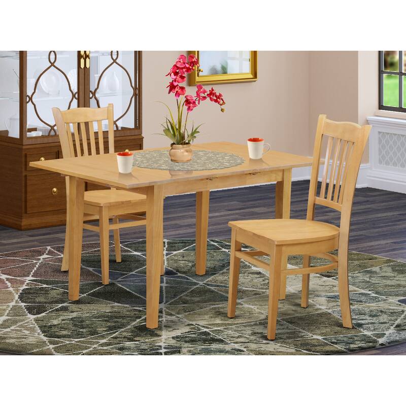 East West Furniture Dining Set Includes a Rectangle Dining Table with Butterfly Leaf and Kitchen Chairs (Pieces Options) - NOGR3-OAK-W