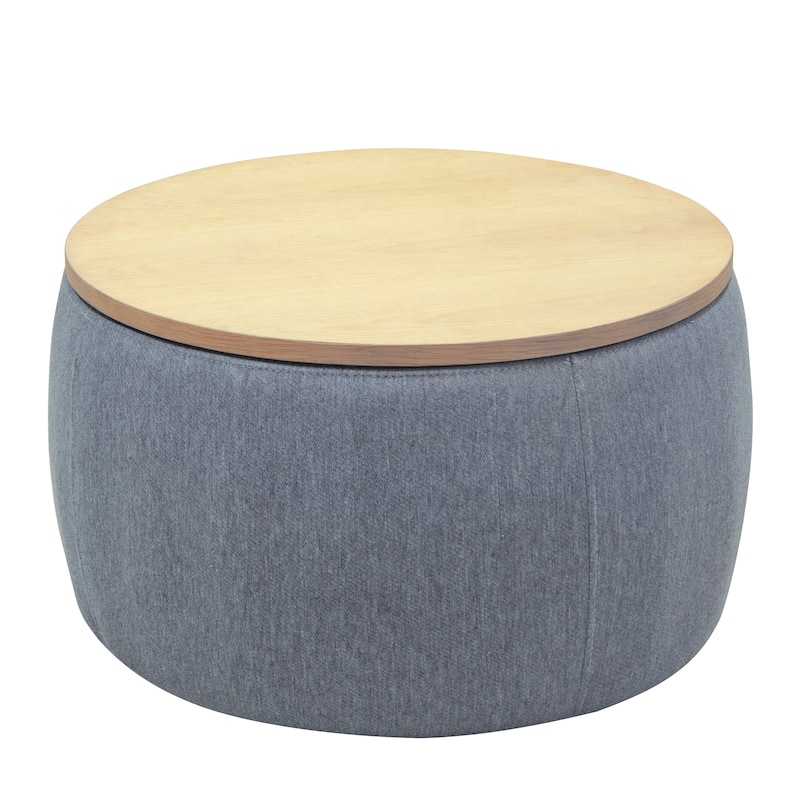 25.5"x25.5"x14.5" in. Round Storage Ottoman - Dark Grey
