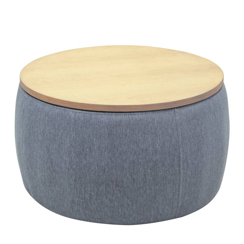 Roomfitters Round Storage Ottoman with Removable Lid, 2-in-1 Design Serves as End Table or Footrest, Modern Living Room
