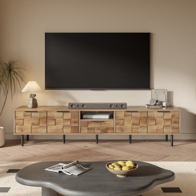 78-Inch Wooden TV Stand for 85/75/65-Inch TVs – Entertainment Center with Ample Storage for Living Room
