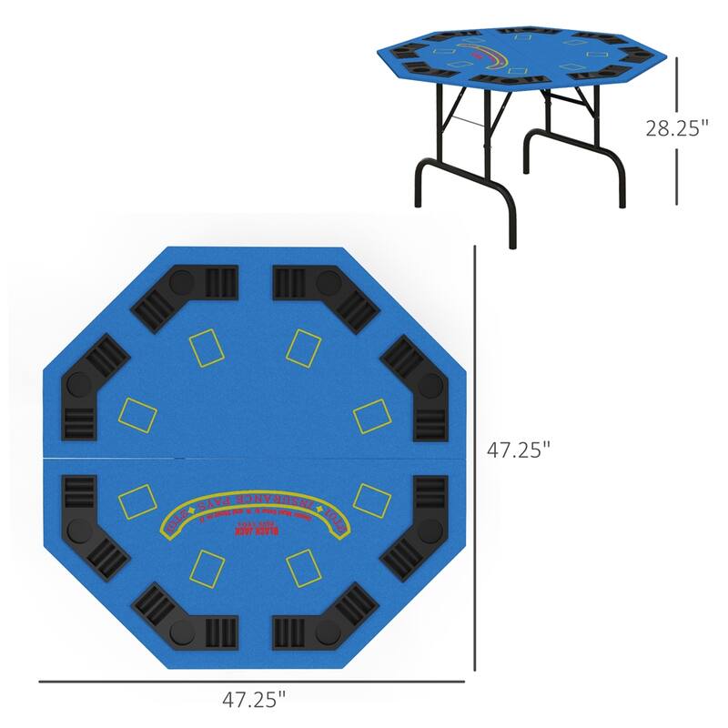 Poker Table Foldable,47" Octagon Casino Table,Texas Holdem Poker Table