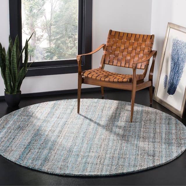 SAFAVIEH Handmade Abstract Nettie Modern Viscose Rug - 8' x 8' Round - Blue/Multi