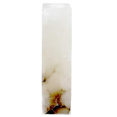 Extra Tall Sq Alabaster T-Lite Candle Holder - White