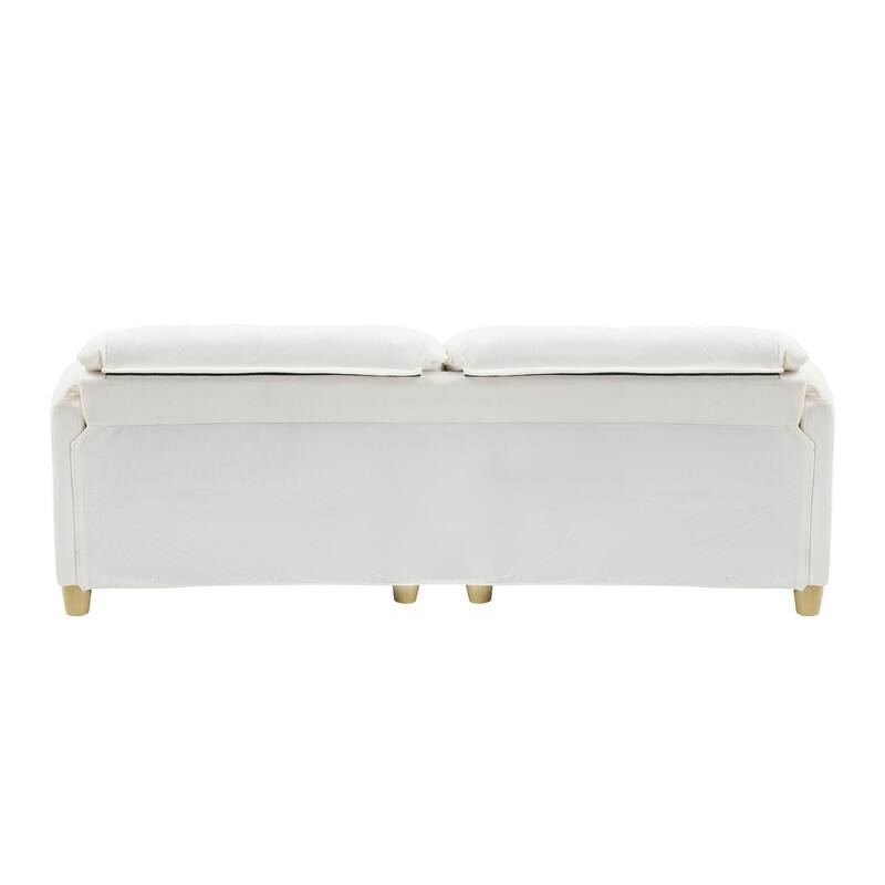 83.1" Flannelette 3-Seater Sofa with High-Density Foam, Solid Wood Frame, Easy Assembly