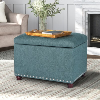 Adeco 24'' Rectangular Upholstered Storage Ottoman Fabric Foot stool
