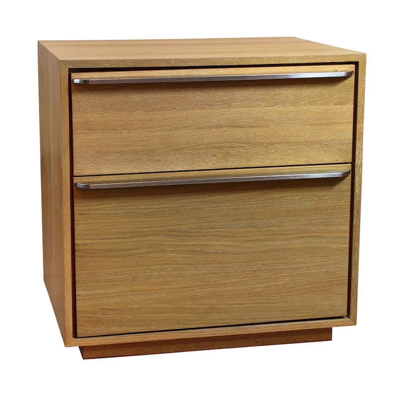 28" Oak Two Drawer Wood Nightstand