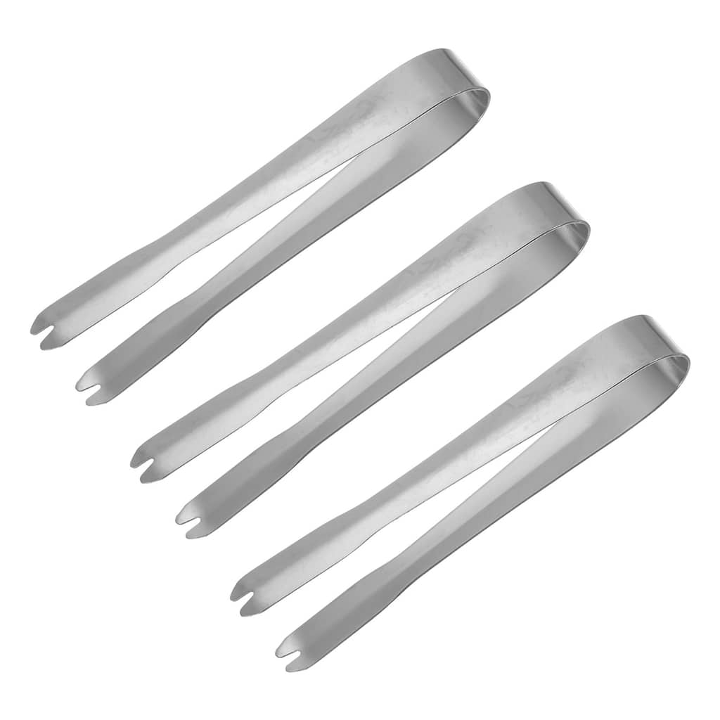 Serving Tongs, 3pcs 5.2Inch 304 Stainless Steel Ice Tongs for Sugar - Silver