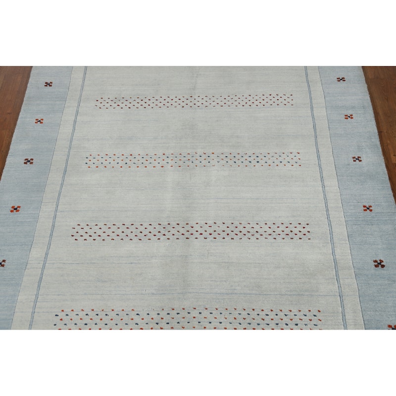 Hand Knotted Oriental 100% Wool Carpet Tribal Tribal Beige & Ivories Gabbeh Area Rug - 7' 6'' X 5' 3''