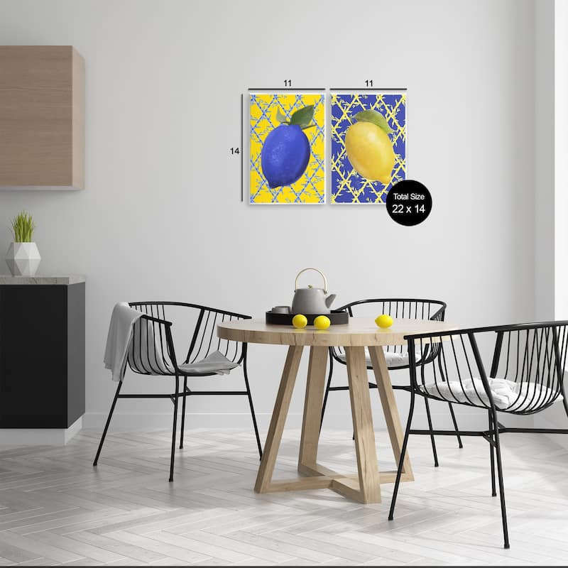 Stupell Bold Blue & Yellow Lemons Wall Plaque Art Design By Matthew Piotrowicz (Set of 2)