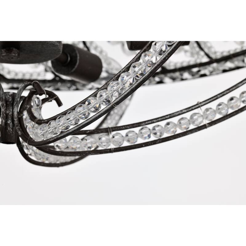 Sandi 24 Inch Glam Crystal Fandelier 6 Light with Remote