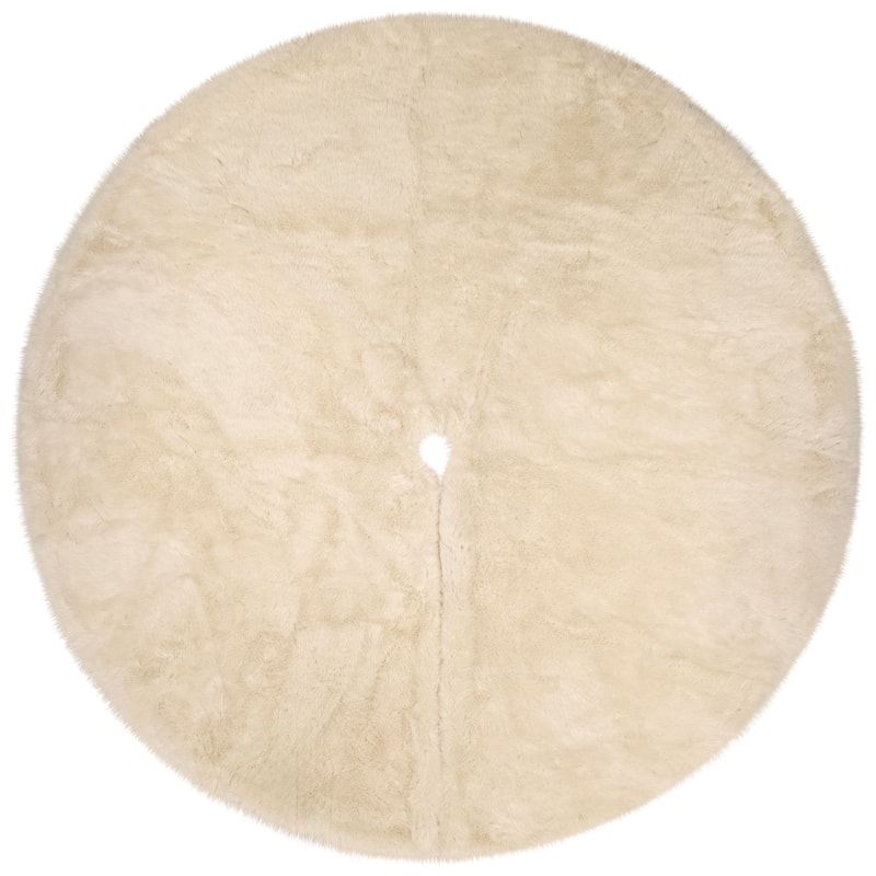 Premium-Sized Faux Fur Christmas Tree Skirt - 72" - Cream