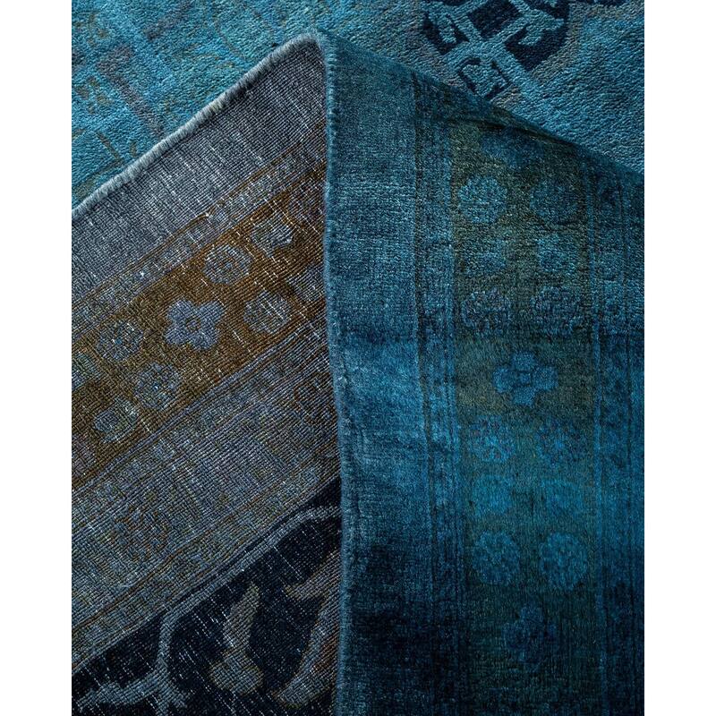 Overton Hand Knotted Wool Vintage Inspired Modern Contemporary Overdyed Gray Area Rug - 11' 10" x 15' 2"