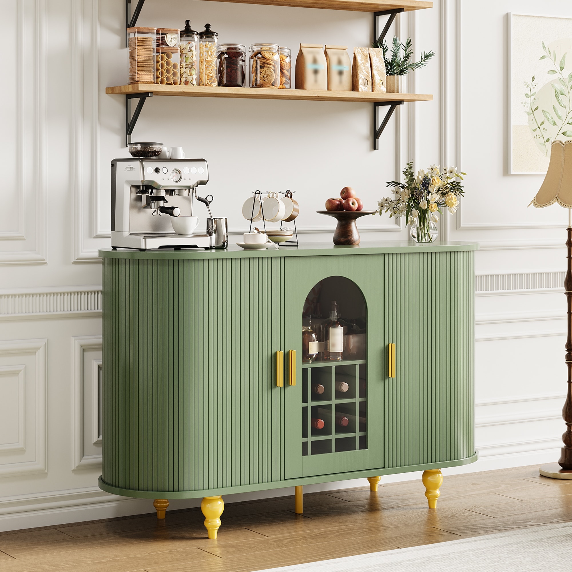 Garvee Bar Cabinet with Storage, Liquor Bar Cabinet with Sliding Door
