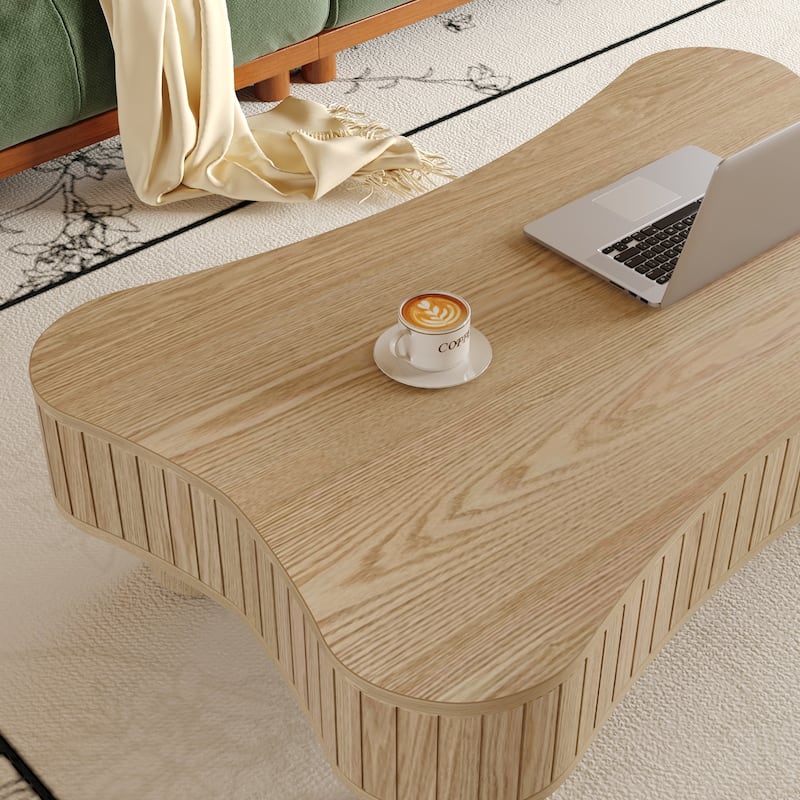 Lift Top Coffee Table for Living Room 42" - Fluted Panel Hidden Storage