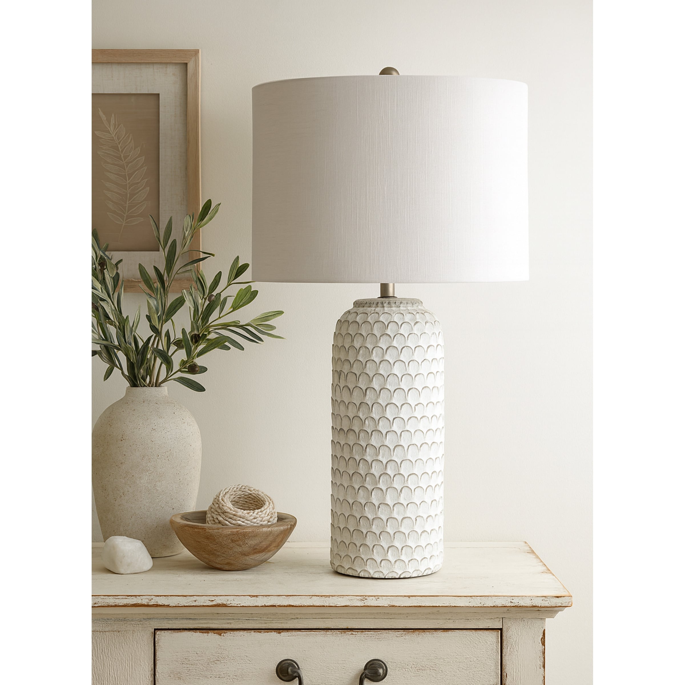 StyleCraft Concrete Table lamp - White Shade