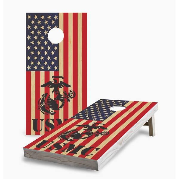 slide 2 of 7, USMC Marine Corp Cornhole Game (Choose Wraps or Boards) 2x4 Boards (24" x 48") - Include ALL Accessories