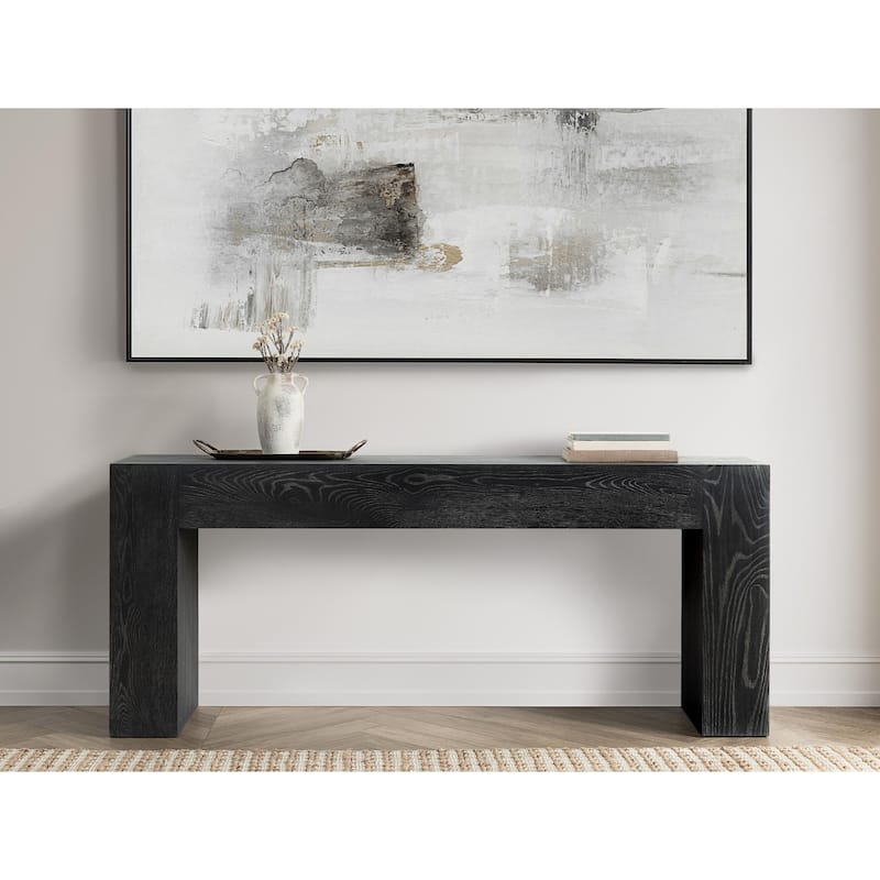 Classic Home Bristol Cracked Oak 72" Console Table - Black