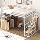 preview thumbnail 18 of 28, Metal Loft Bed with Bulit-in Wardrobe and Storage Staircase, Full Size Loft Bedframe with Locker and Storage Shelves for Kids