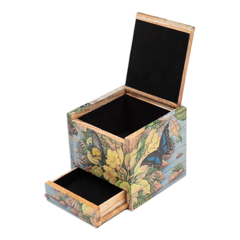 Novica Handmade Tropical Forest Wood Jewelry Box