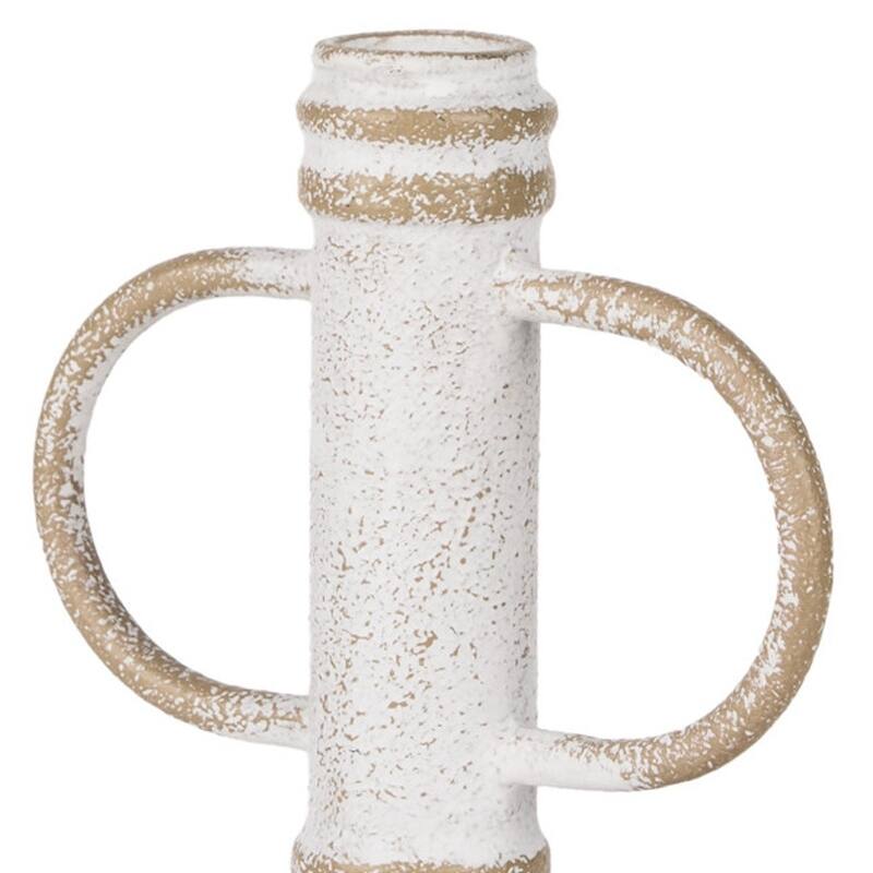 HomeRoots 10" White And Beige Metal Tabletop Sculpture - 5.91 in. x 10.04 in. x 3.94 in.