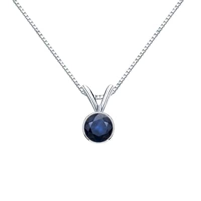 Auriya 14k Gold Bezel-set Sapphire Solitaire Necklace 1/3ctw