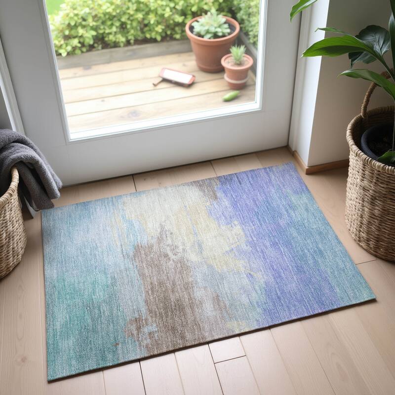 Premium Washable Super Soft Abstract Ombre Mayfield Rug - Sky - 1'8" x 2'6"