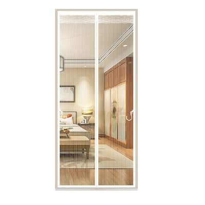 37 in. x 80 in. White Magnetic Screen Door with Heavy Duty Magnets and Diamond Mesh Curtain