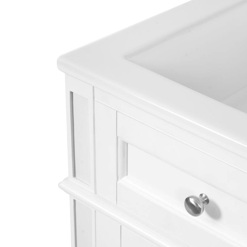 Small Bathroom Vanity Freestanding Single Vanity Set with Ceramic Sink