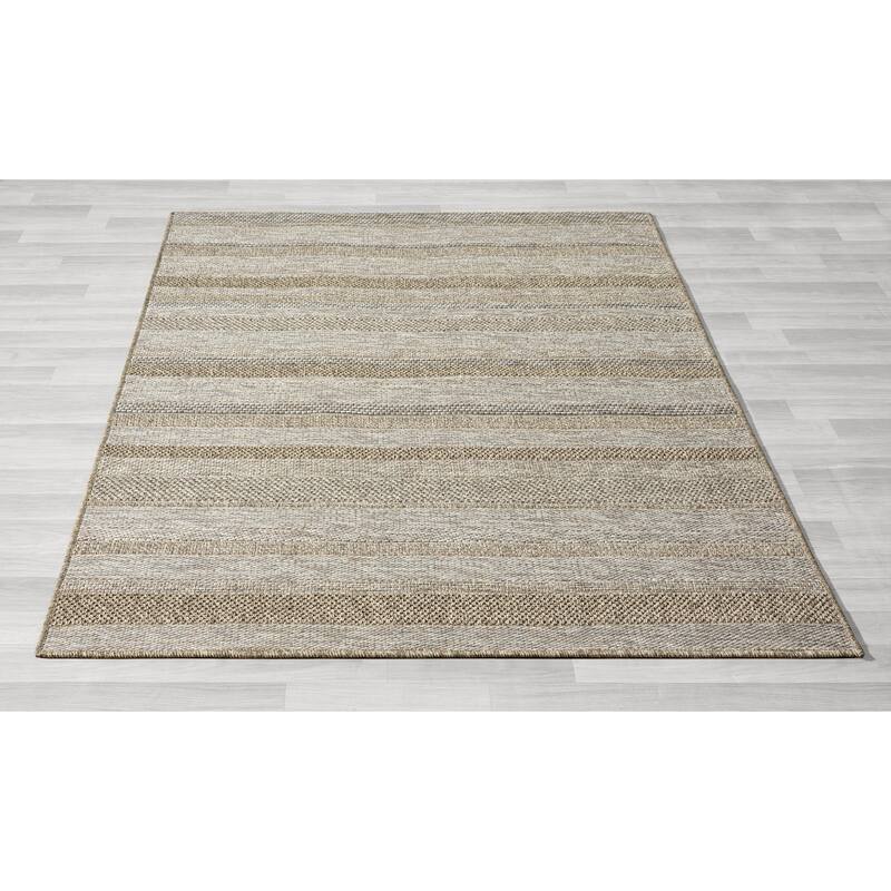 Sevita Octavia Transitional Striped Brown Indoor/Outdoor Area Rug