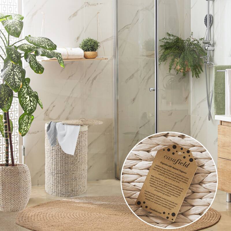 Round Laundry Hamper Basket with Lid and Liner for Clothes